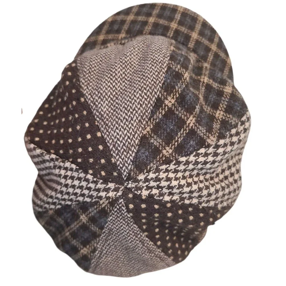 ABG Patchwork Newsboy Hat Plaid Tweed Houndstooth Baker Boy Cap Dark Academia OS